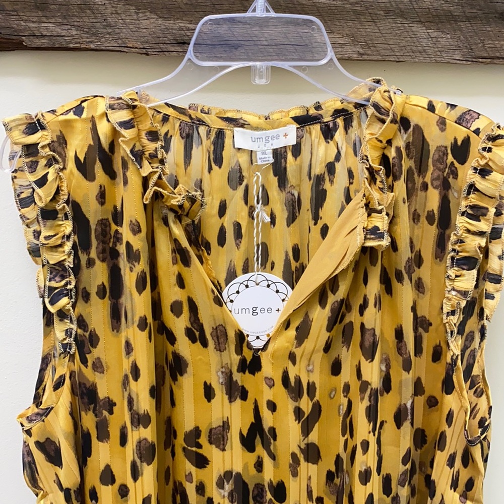Animal print blouse.